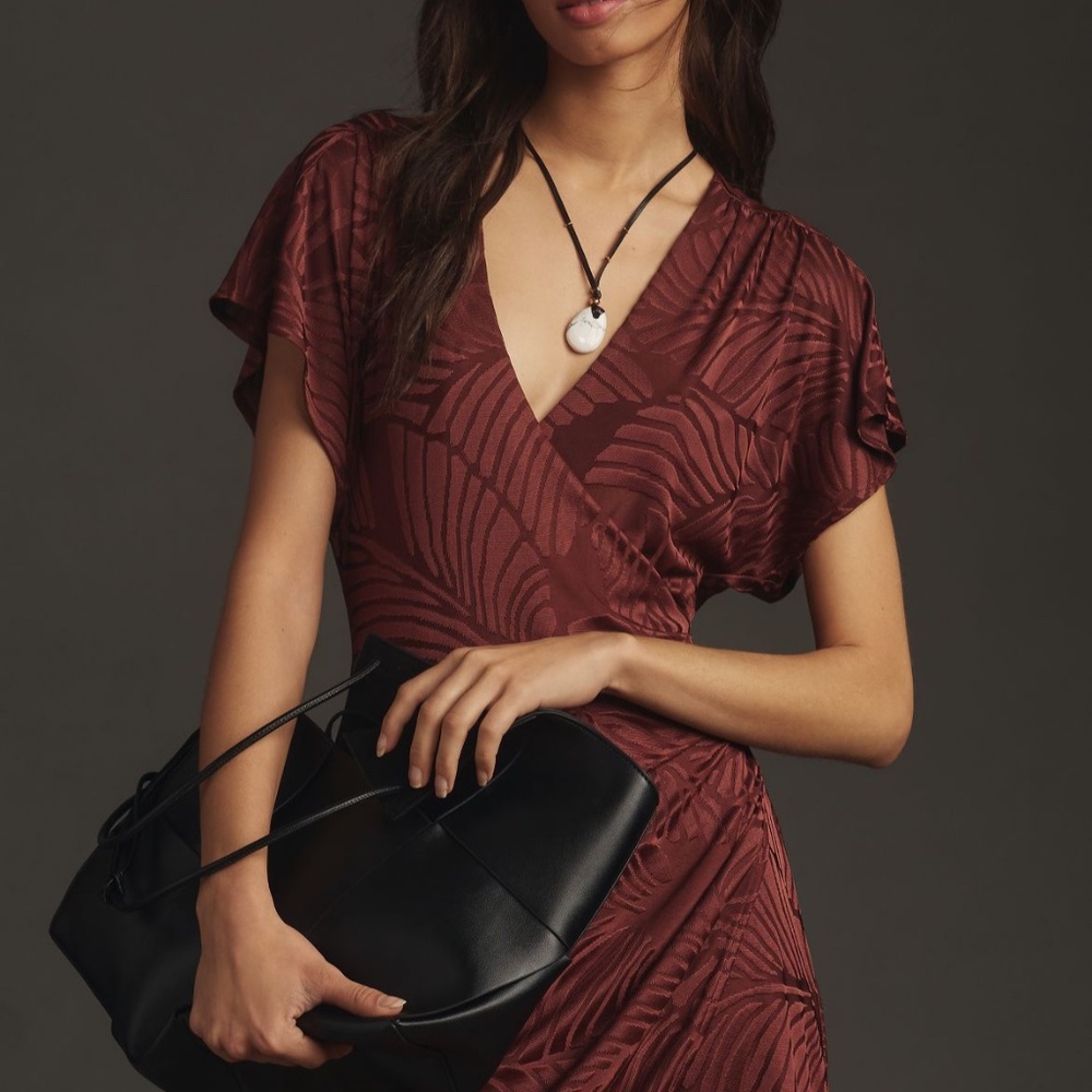 Anthropologie V neck faux wrap mini dress